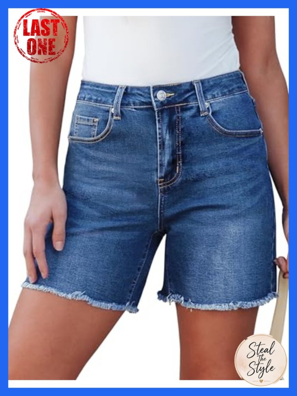 High Waisted Jean Shorts for Women Stretchy cutoff Denim Jorts Frayed Hem